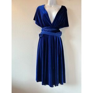 Royal Blue Velvet Multiway Infinity Dress Convertible Wrap Midi Evening Gown